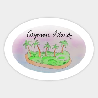 Cayman Islands watercolor Island travel, beach, sea and palm trees. Holidays and vacation, summer and relaxation Sticker